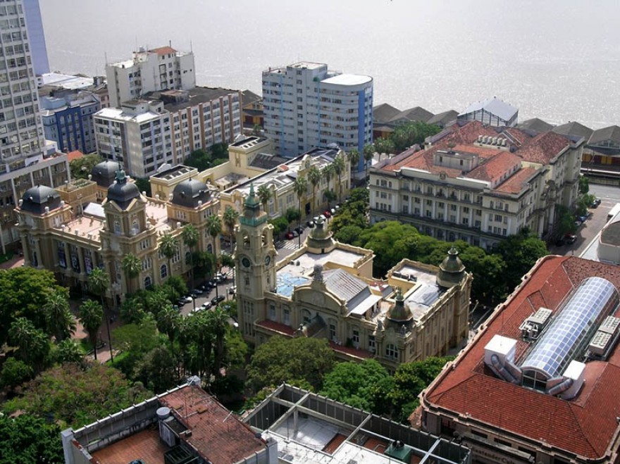 Vista aérea de Porto Alegre, onde foi anunciada a campanha de valorização do Patrimônio Cultural da Região Sul. Foto: Iphan/Reprodução