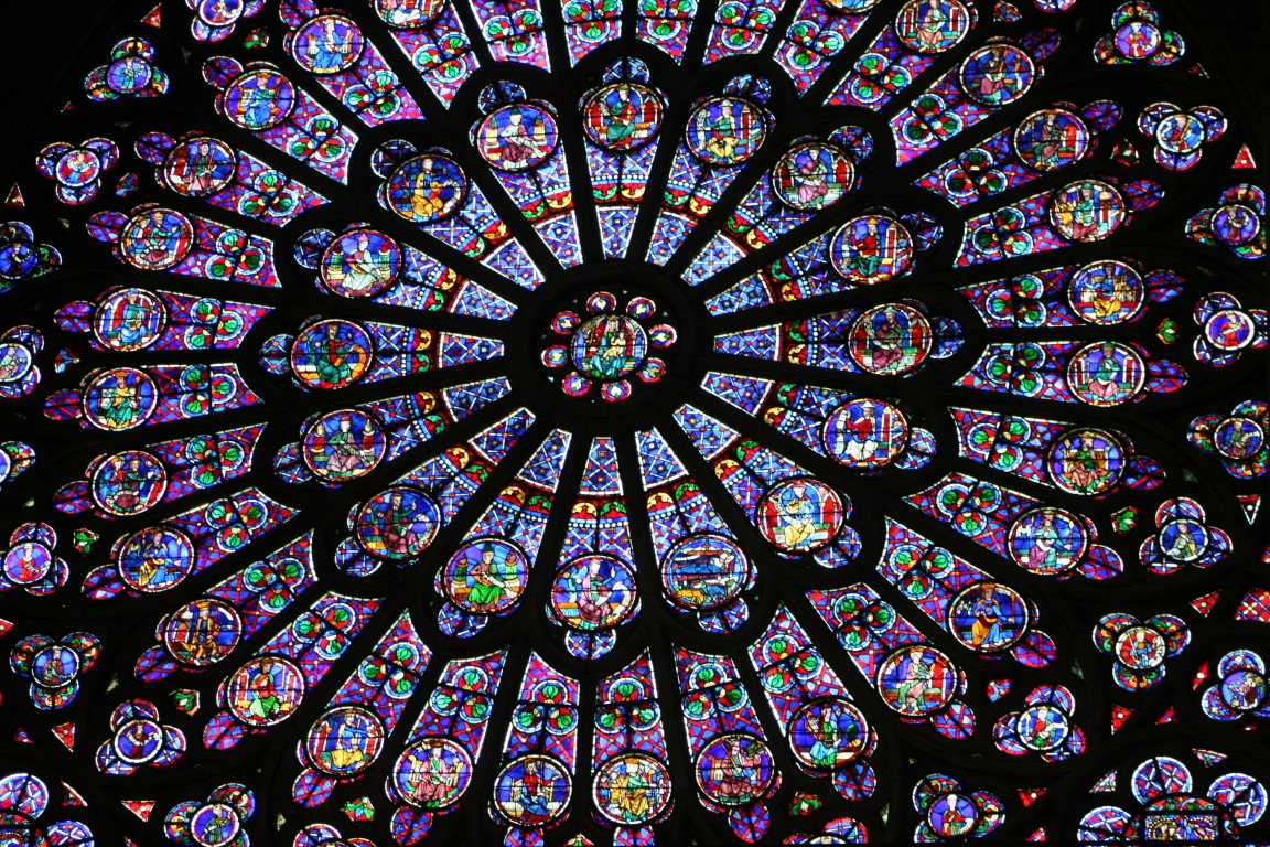 Rose Window at Notre Dame Cathedral in Paris, France. Rose Window at Notre Dame Cathedral in Paris, France.