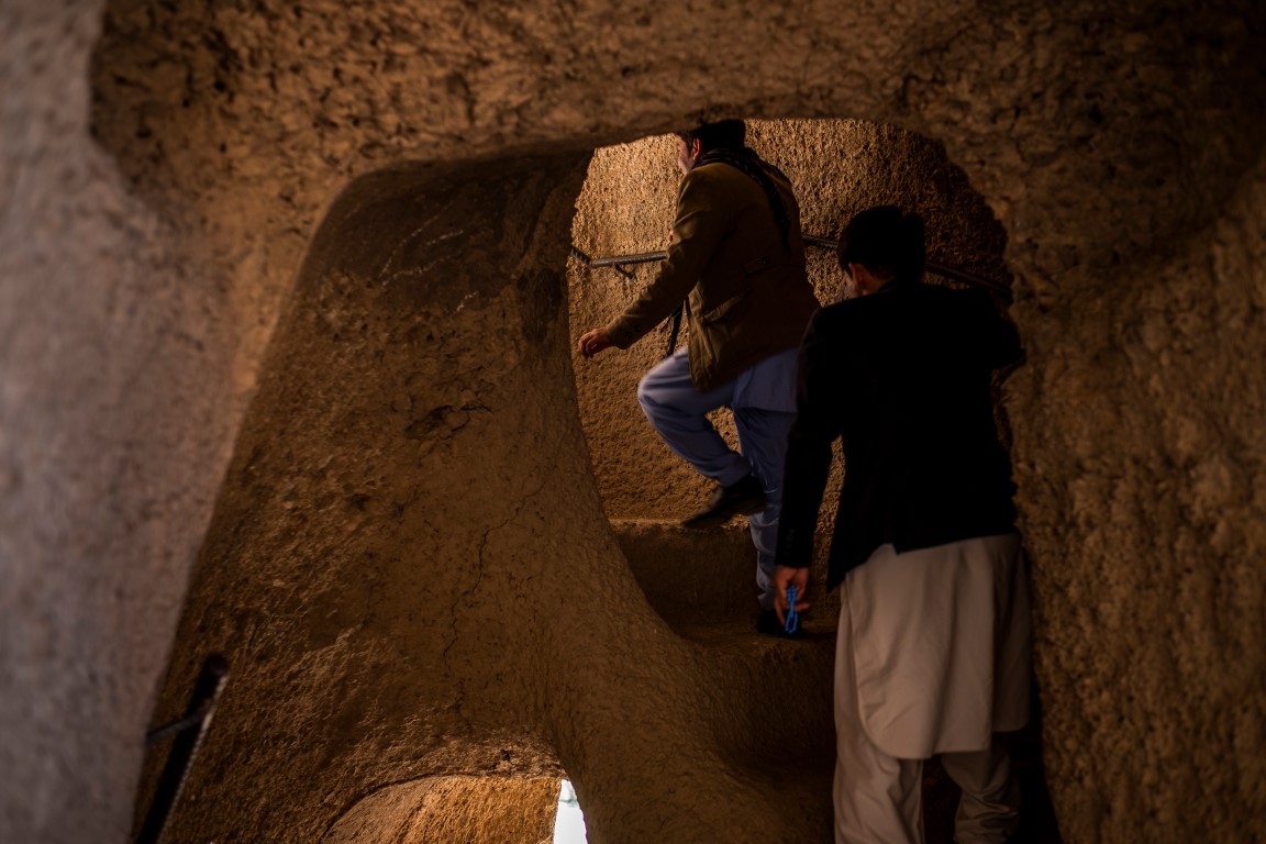 Tourists from Ghazni Province make their way through winding staircases carved from crumbly sandstone at the Buddha complex in Bamiyan, Afghanistan, May 18, 2019. Since the Taliban destroyed the two giant statues in March 2001, the degradation has continued, as Afghanistan and the international community have spent 18 years debating what to do to protect or restore the site. (Jim Huylebroek/The New York Times) Tourists from Ghazni Province make their way through winding staircases carved from crumbly sandstone at the Buddha complex in Bamiyan, Afghanistan, May 18, 2019. Since the Taliban destroyed the two giant statues in March 2001, the degradation has continued, as Afghanistan and the international community have spent 18 years debating what to do to protect or restore the site. (Jim Huylebroek/The New York Times)