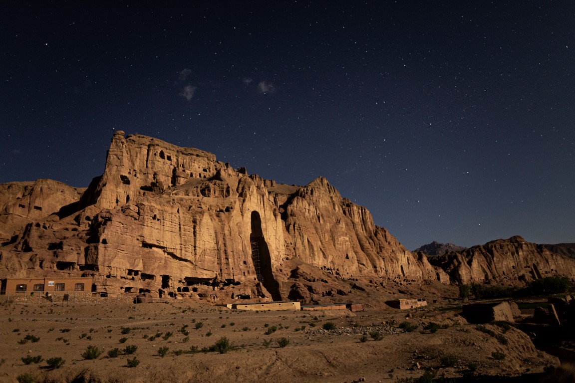 A full moon illuminates a Buddha niche in Bamiyan, Afghanistan, May 19, 2019. Since the Taliban destroyed the two giant statues in March 2001, the degradation has continued, as Afghanistan and the international community have spent 18 years debating what to do to protect or restore the site. (Jim Huylebroek/The New York Times) A full moon illuminates a Buddha niche in Bamiyan, Afghanistan, May 19, 2019. Since the Taliban destroyed the two giant statues in March 2001, the degradation has continued, as Afghanistan and the international community have spent 18 years debating what to do to protect or restore the site. (Jim Huylebroek/The New York Times)
