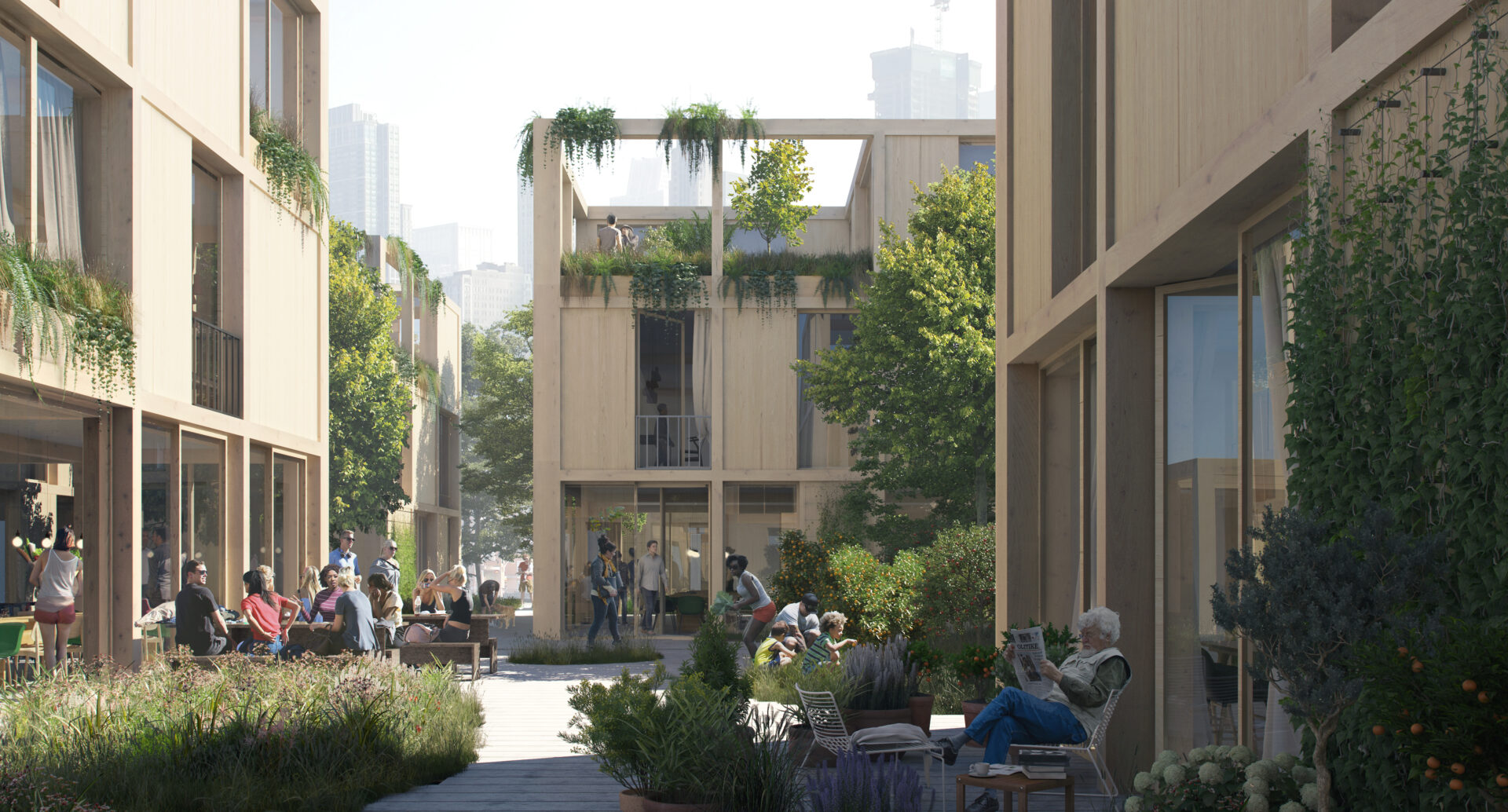Na Urban Village, a proposta é ter uma vila sustentável que estimule a interação e integração entre os moradores. Foto: Divulgação/SPACE10 Na Urban Village, a proposta é ter uma vila sustentável que estimule a interação e integração entre os moradores. Foto: Divulgação/SPACE10