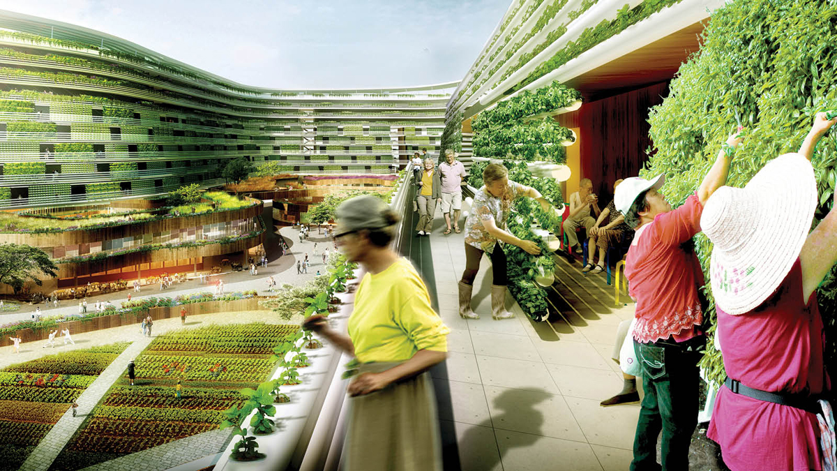 O escritório Spark Architects projetou um prédio sustentável para Singapura com foco em jardins e fazendas urbanas, pensando na segurança alimentar. Imagem: Divulgação/Spark Architects O escritório Spark Architects projetou um prédio sustentável para Singapura com foco em jardins e fazendas urbanas, pensando na segurança alimentar. Imagem: Divulgação/Spark Architects