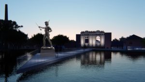 Primeiras imagens reveladas: descubra como será o maior jardim de esculturas do Brasil Memorial Paranista contempla 6 mil m² de área externa, 265 m² de área construída e ainda o Centro de Criatividade do Parque São Lourenço, com 2 mil m², que será revitalizado. Imagem: Divulgação/SMMA