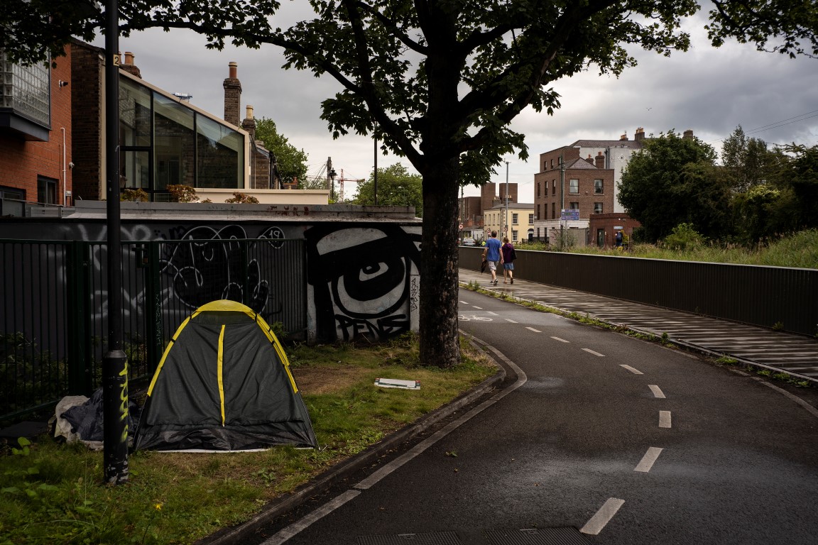 A tent used as a shelter by an homeless man beside the Grand Canal in central Dublin, Aug. 4, 2019. A housing shortage has made Dublin one of the world’s most expensive cities to rent in. Homelessness is up sharply, while homeownership has fallen. (Paulo Nunes dos Santos/The New York Times) A tent used as a shelter by an homeless man beside the Grand Canal in central Dublin, Aug. 4, 2019. A housing shortage has made Dublin one of the world’s most expensive cities to rent in. Homelessness is up sharply, while homeownership has fallen. (Paulo Nunes dos Santos/The New York Times)
