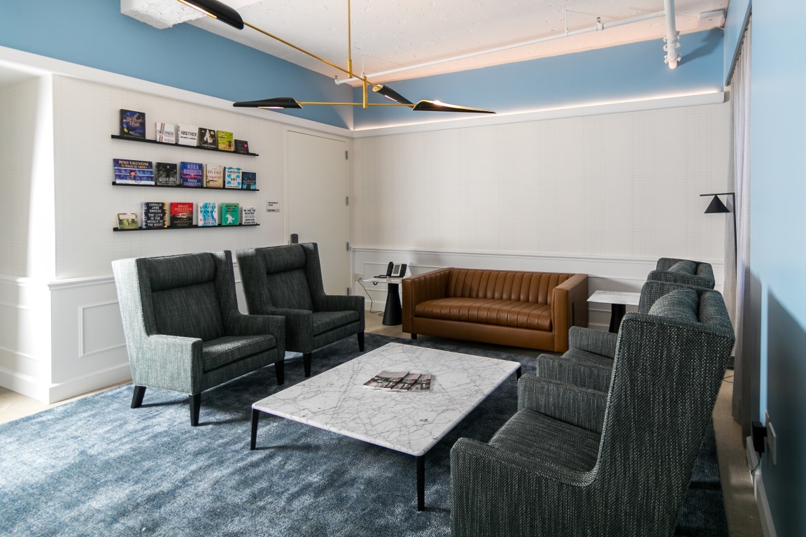 This secret green room hides behind a pivoting wall of bookshelves at Macmillan Publishers in New York, Aug. 9, 2019. Secret rooms are popping up in workplaces. (Jeenah Moon/The New York Times) This secret green room hides behind a pivoting wall of bookshelves at Macmillan Publishers in New York, Aug. 9, 2019. Secret rooms are popping up in workplaces. (Jeenah Moon/The New York Times)