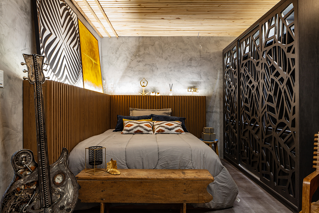Apartamento do artista para a mostra Morar mais por menos 2019. Foto: Daniel Sorrentino / divulgação. Apartamento do artista para a mostra Morar mais por menos 2019. Foto: Daniel Sorrentino / divulgação.
