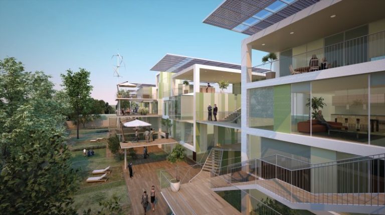 O projeto Casa 110K, de Cucinella, é uma moradia pré-fabricada, low cost, com zero emissão de Co², construída com materiais inovadores e fontes renováveis. Foto: Divulgação
