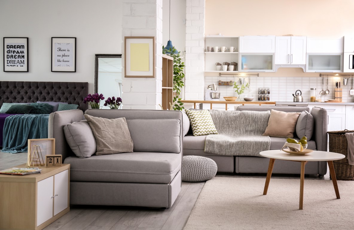 Stylish apartment interior with modern kitchen. Idea for home design Stylish apartment interior with modern kitchen. Idea for home design