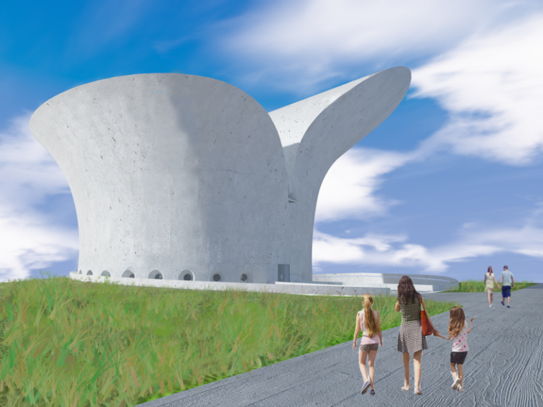 Museu da Bíblia, coatoria de Oscar Niemeyer e Paulo Sérgio Niemeyer, funcionará como complexo cultural. Estrutura é "síntese da obra de Niemeyer". Imagem: reprodução/Instituto Niemeyer
