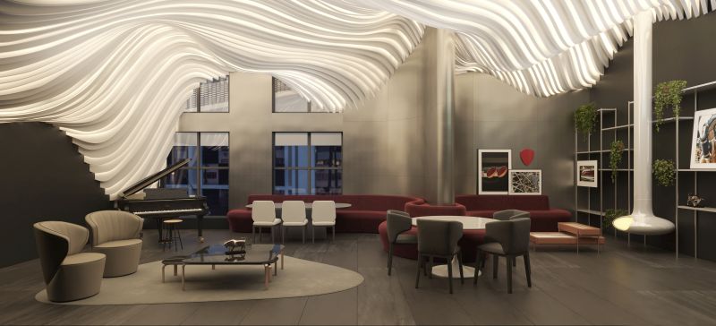 Linhas curvas, mobiliário e acabamentos assinados pela Tonino Lamborghini são destaque no projeto de interiores. Imagem: Divulgação Linhas curvas, mobiliário e acabamentos assinados pela Tonino Lamborghini são destaque no projeto de interiores. Imagem: Divulgação