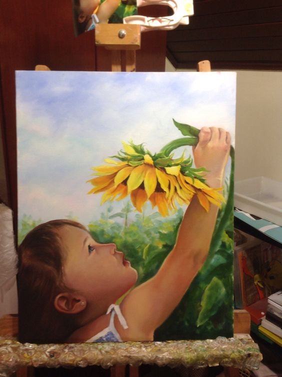 Menina e girassol
