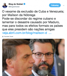 É um vexame barrar Maduro e Cuba do baile democrático brasileiro?