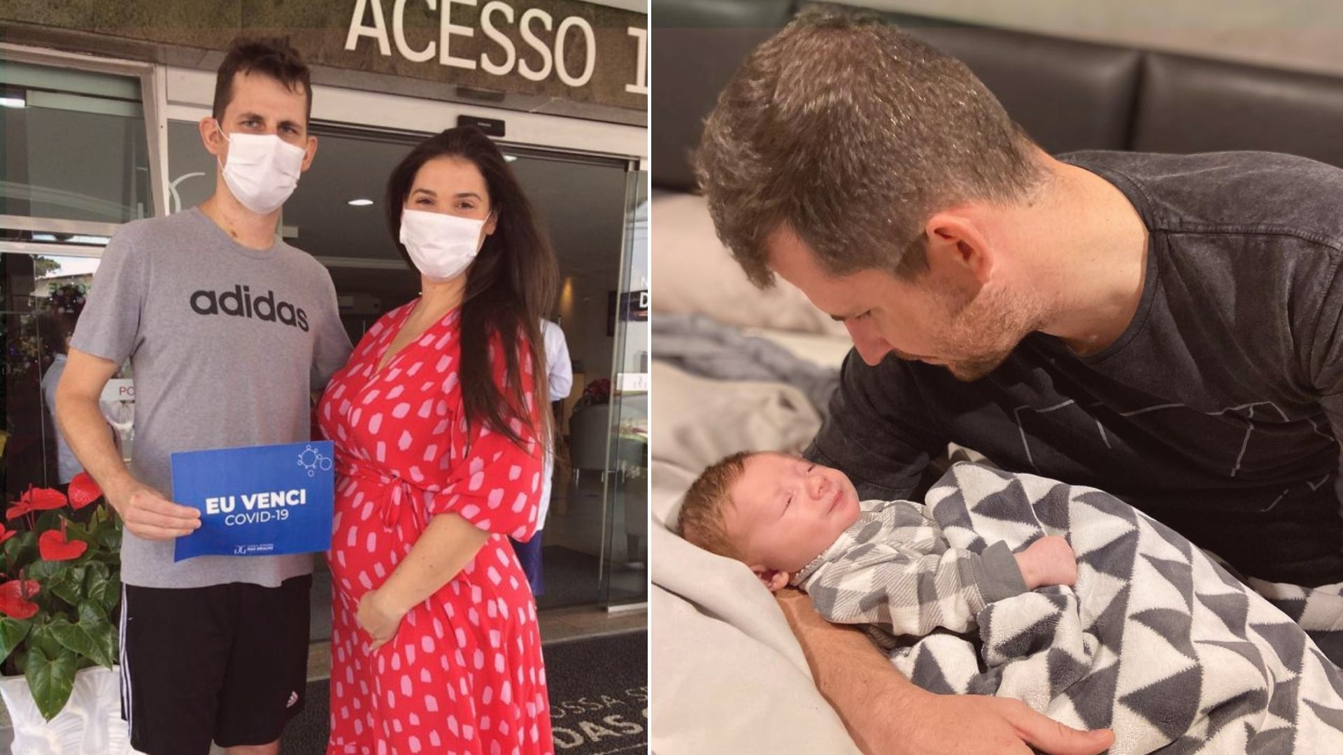 Raifer Vieira passou 15 dias na UTI, foi entubado e ficou com 70% dos pulmões comprometidos, mas se recuperou e viu seu filho nascer no último dia 5 de abril.