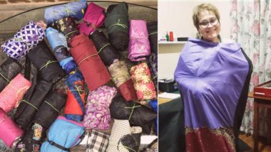 Aposentadas transformam guarda-chuvas em sacos de dormir para moradores de rua Os sacos de dormir ferecem uma oportunidade para que essas pessoas tenham a noite aquecida onde estiverem.