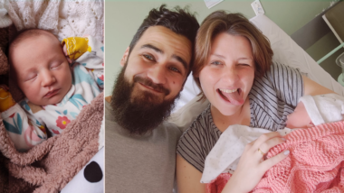 “Nossa bebê nasceu no carro”, conta mãe que teve 40 minutos de contrações Martina Seefeld Storck não teve tempo de chegar ao hospital e ganhou seu bebê no carro com o auxílio do marido Guilherme Stork. Foto: Arquivo pessoal