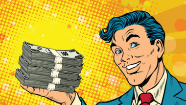 10 frases dos Padres da Igreja sobre o cristão e a riqueza Financial success businessman with money, pop art retro comic book illustration. Lottery and cash prize