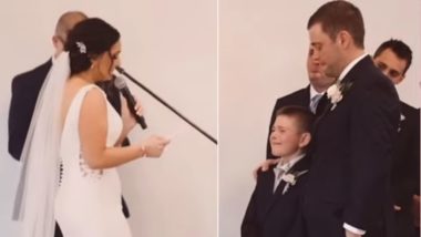Noiva dedica parte dos votos de casamento a enteado: “prometo amar você como filho” As promessas feitas pela enfermeira Vanessa Lynch emocionaram o garoto de nove anos, seu pai e todos os convidados