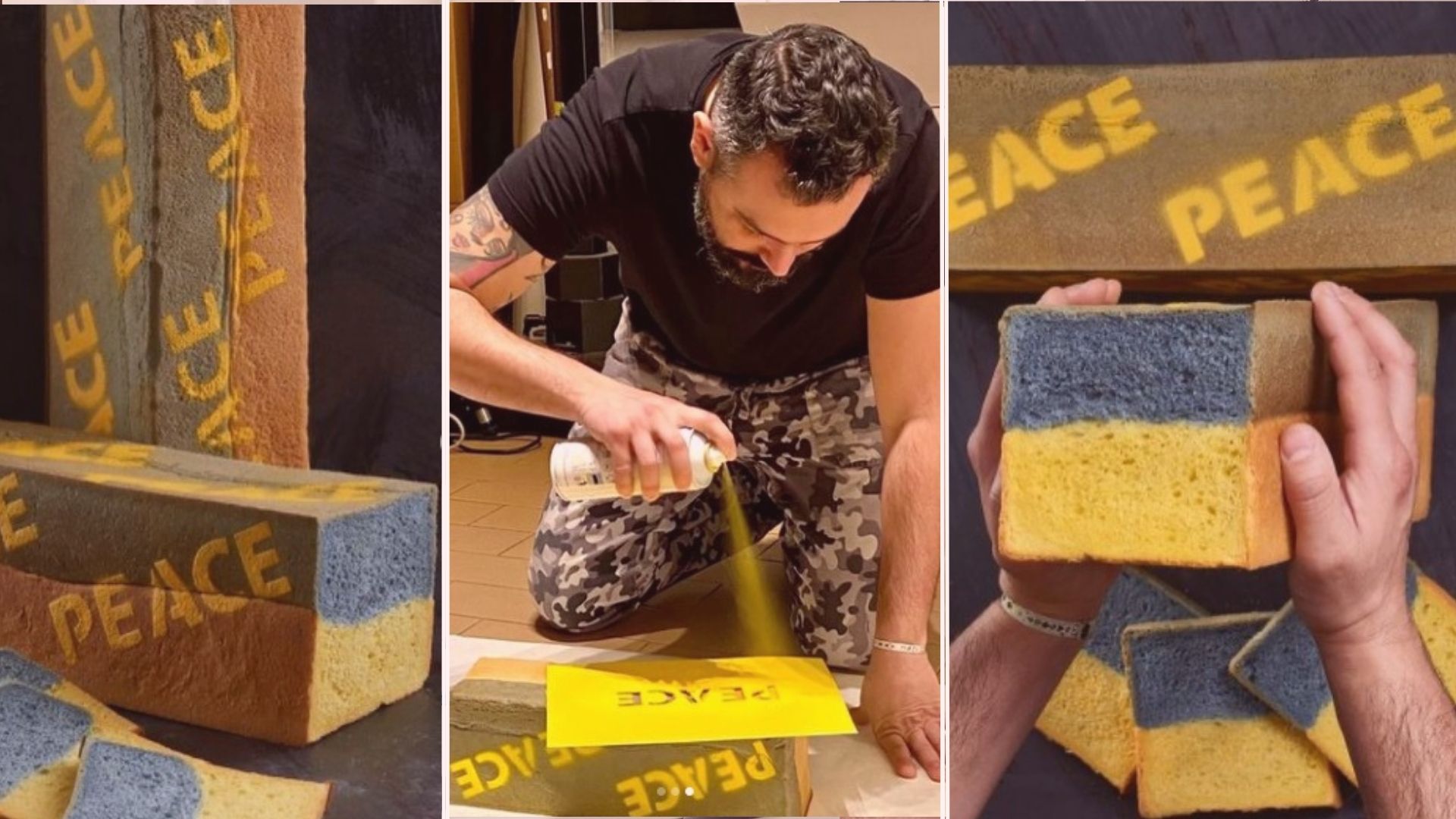 A massa preparada pelo padeiro Matteo Cunsolo tem as cores da bandeira da Ucrânia, e as vendas já garantiram mais de 2 mil euros para atender refugiados