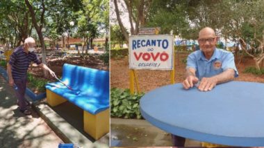Idoso de 85 anos transforma terreno baldio na “praça mais bonita da cidade” Newton Godoy Mello iniciou o trabalho voluntário em 1994 e até hoje cuida do espaço no município de Guaiçara, interior de São Paulo.