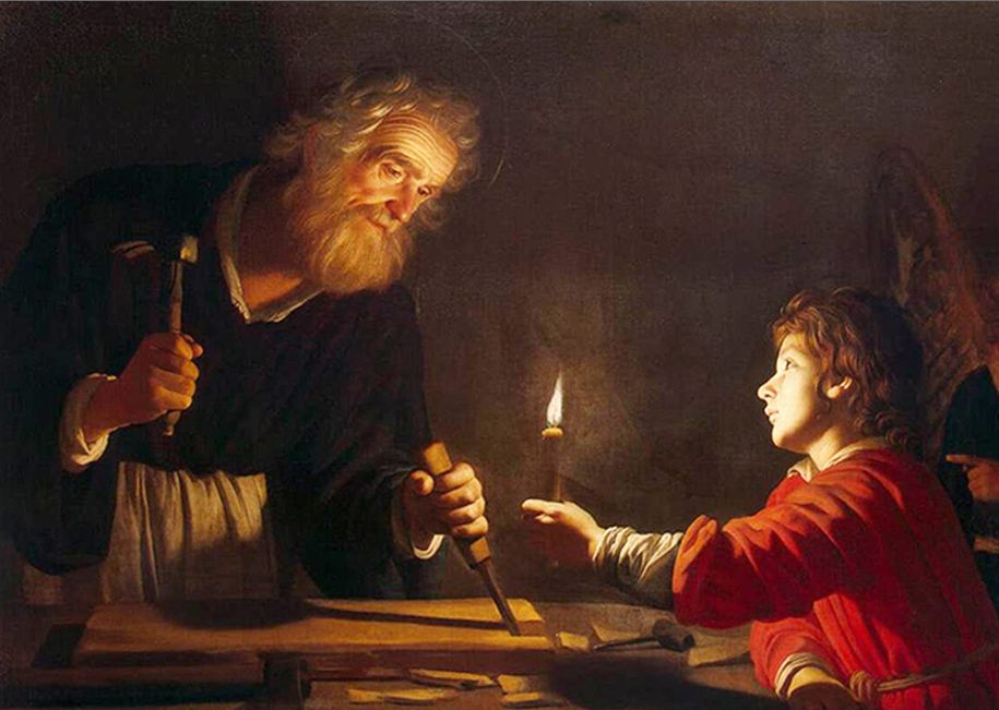 Infância de Cristo, pintura de Gerard van Honthorst.