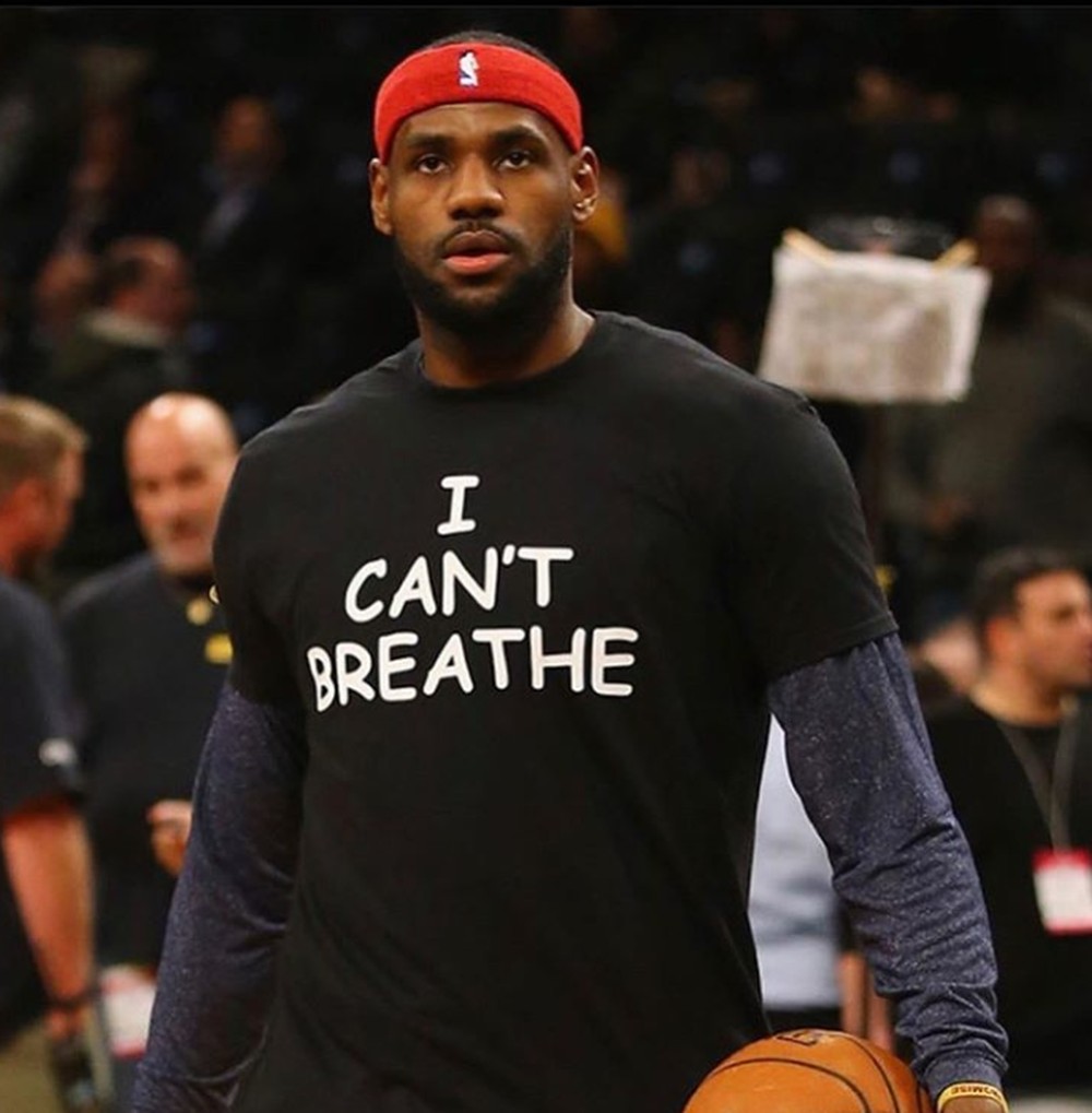 "Não consigo respirar", protesto de LeBron em 2014. "Não consigo respirar", protesto de LeBron em 2014.