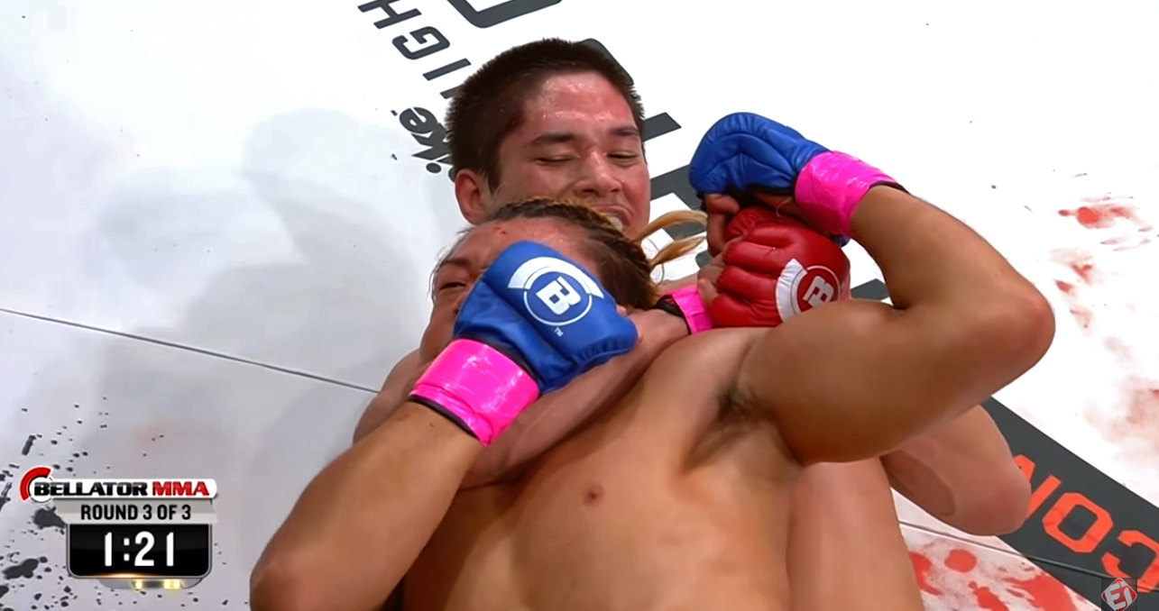 Goiti Yamauchi é experiente no jogo de chão. Foto: Reprodução/Bellator. Goiti Yamauchi é experiente no jogo de chão. Foto: Reprodução/Bellator.