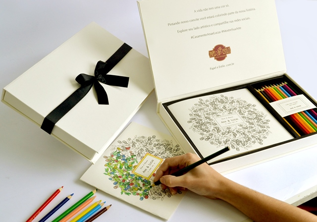 Convite de casamento para colorir promete estimular a criatividade Convite de casamento para colorir promete estimular a criatividade