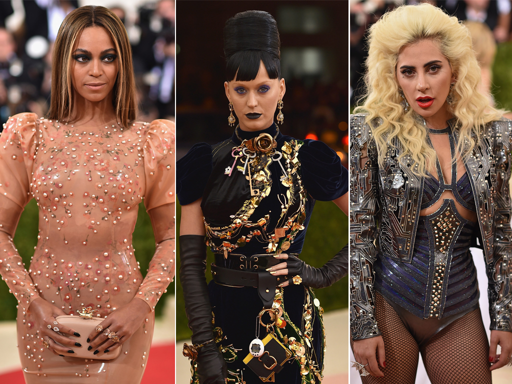 Byoncé, Katy Perry e Lady Gaga foram alguns dos destaques do tapete vermelho. Foto: AFP.