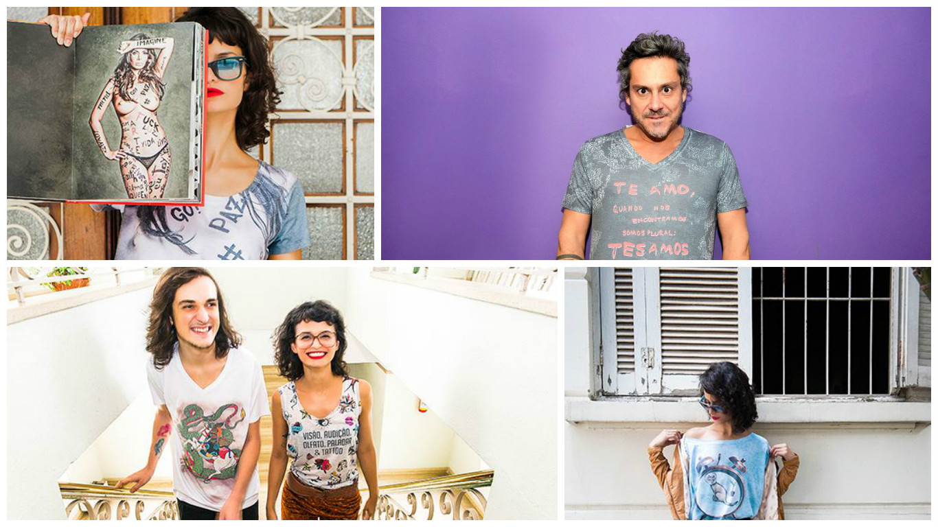 Obras de artistas brasileiros, incluindo do ator Alexandre Nero, irmão da produtora, estampam as peças da nova coleção. Fotos: Rodrigo Zorzi/divulgação