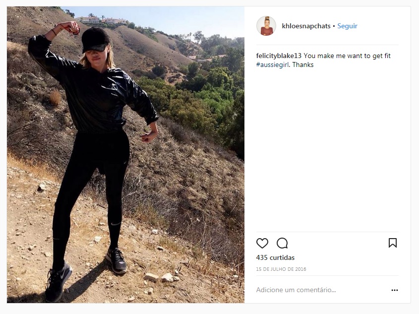 Famosos, como a socialite Khloe Kardashian, são adeptos do uso de sweat suits visando o emagrecimento (Foto: Reprodução Instagram) Famosos, como a socialite Khloe Kardashian, são adeptos do uso de sweat suits visando o emagrecimento (Foto: Reprodução Instagram)