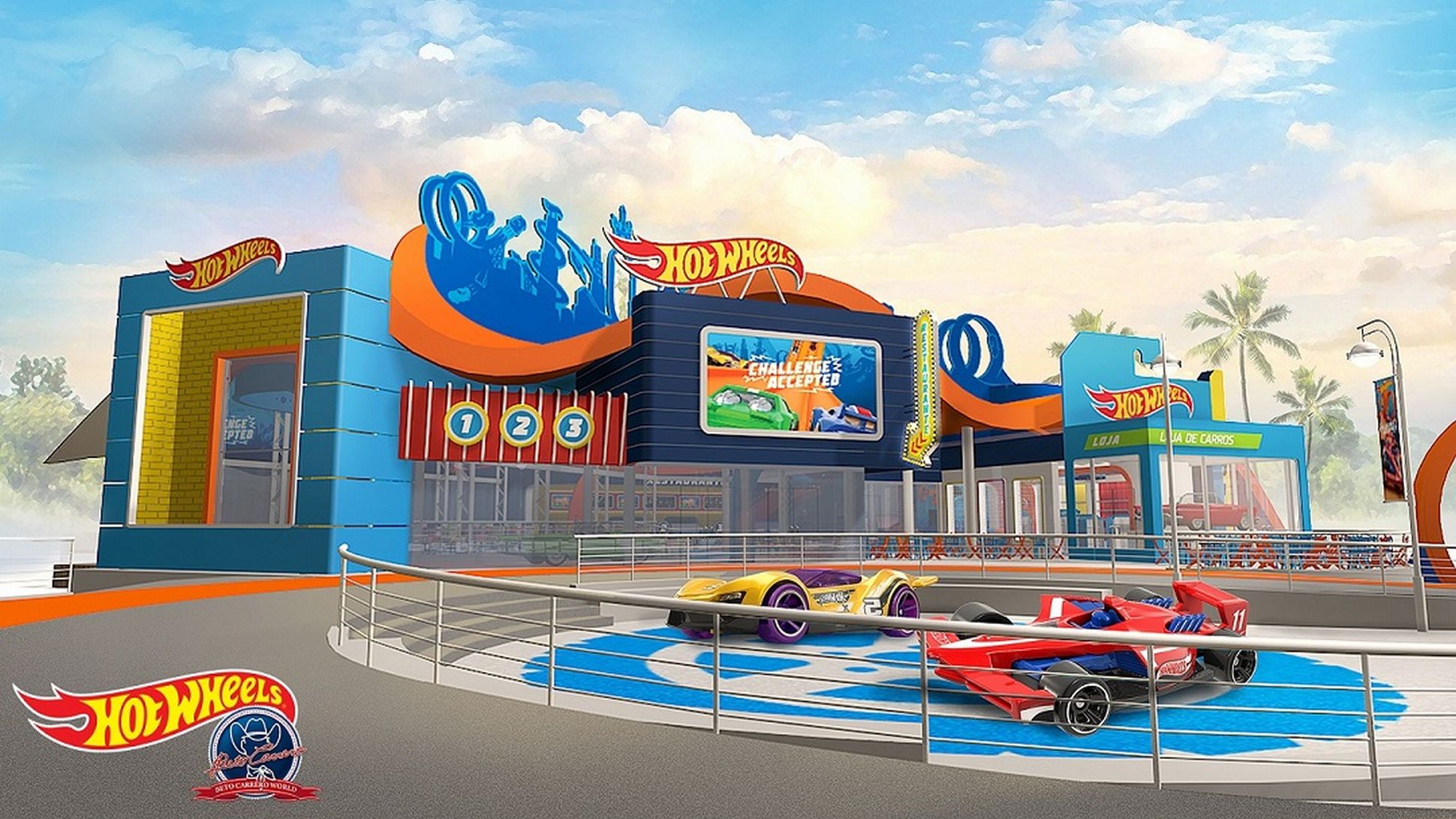 Projeção de como será a entrada da nova área temática do parque. Foto: divulgação.