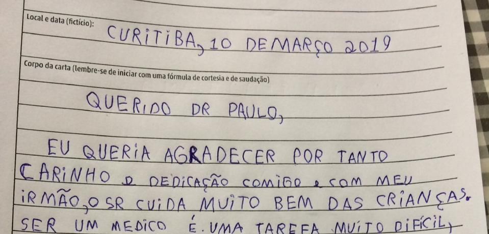 A cartinha escrita por Augusto concorre a um prêmio na escola. Foto: arquivo pessoal