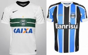 O modelo a ser lançado pela Nike em fevereiro combina o desenho do uniforme 1 do Coritiba com o azul e o preto do Grêmio.