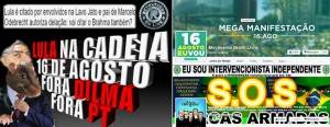 Apresentação na internet dos grupos que lideram as manifestações