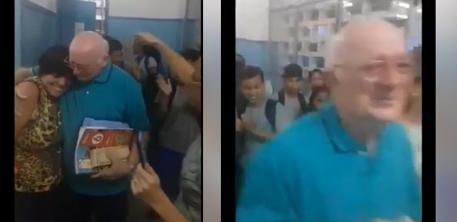 Vídeo viral: Após 31 anos lecionando, professor ganha emocionante chuva de aplausos Vídeo viral: Após 31 anos lecionando, professor ganha emocionante chuva de aplausos