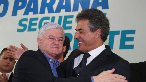 Os tucanos Valdir Rossoni e Beto Richa. Foto: Orlando Kissner/Arquivo ANPr