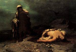 “A mando de Deus”: considerações sobre a justiça Antígona em frente ao morto Polinices, de Nikiforos Lytras, 1865. Reprodução.