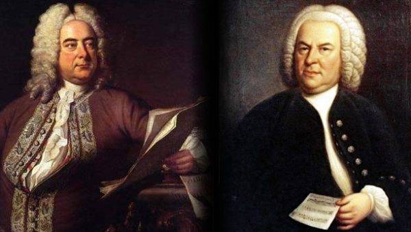 Montagem com os retratos de Händel e Bach