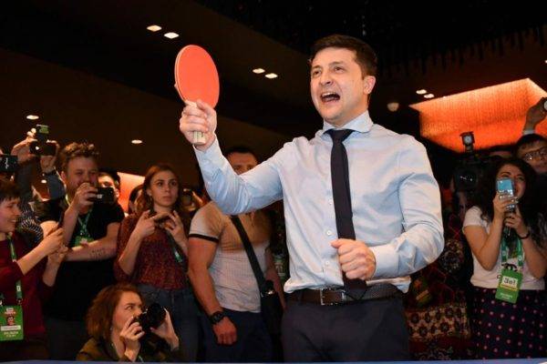 O ator, comediante e candidato presidencial Volodymyr Zelensky, 31 de março. Foto: Genya Savilov / AFP